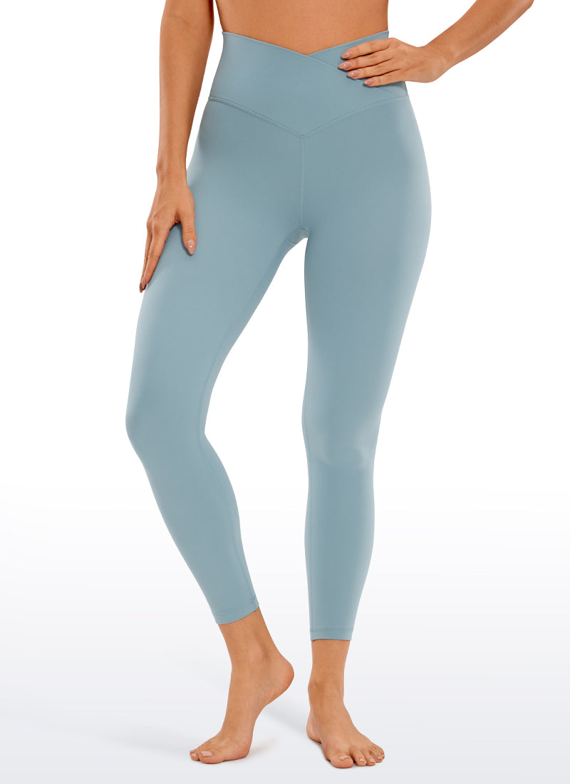 CRZ YOGA Women's High Rise Butterluxe Yoga Leggings 25'' V Cross Waist Light grayish blue