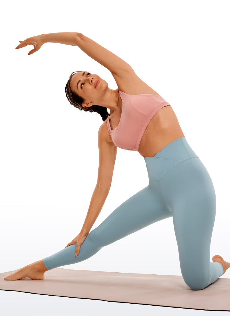 CRZ YOGA Women's High Rise Butterluxe Yoga Leggings 25'' V Cross Waist Light grayish blue