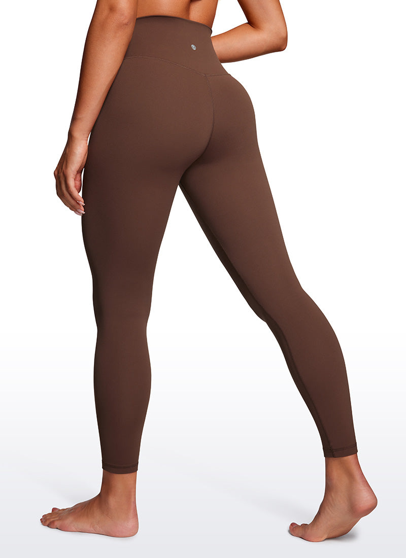 CRZ YOGA Women's High Rise Butterluxe Yoga Leggings 25'' V Cross Waist Coffee Brown