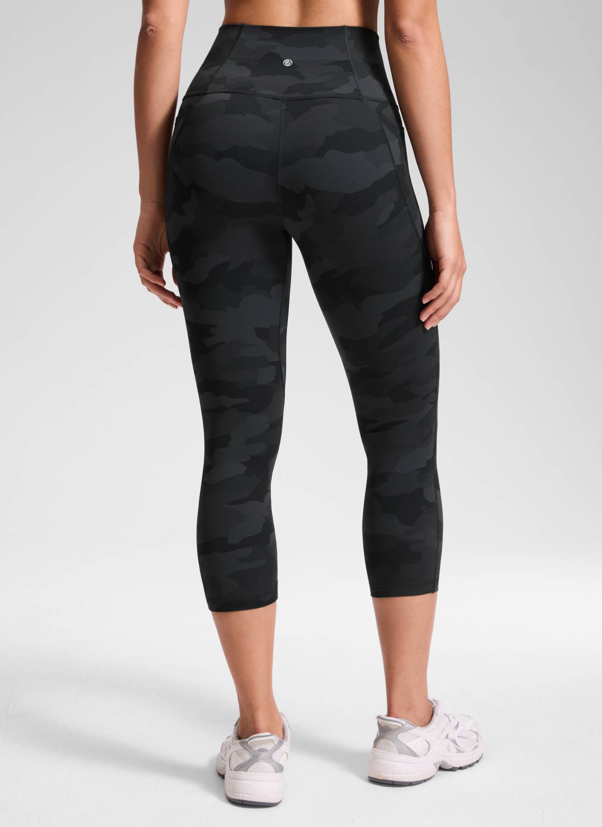 CRZ YOGA Women's Yoga High Rise Butterluxe Capri with Pockets 21'' Dark Grey Camouflage 2