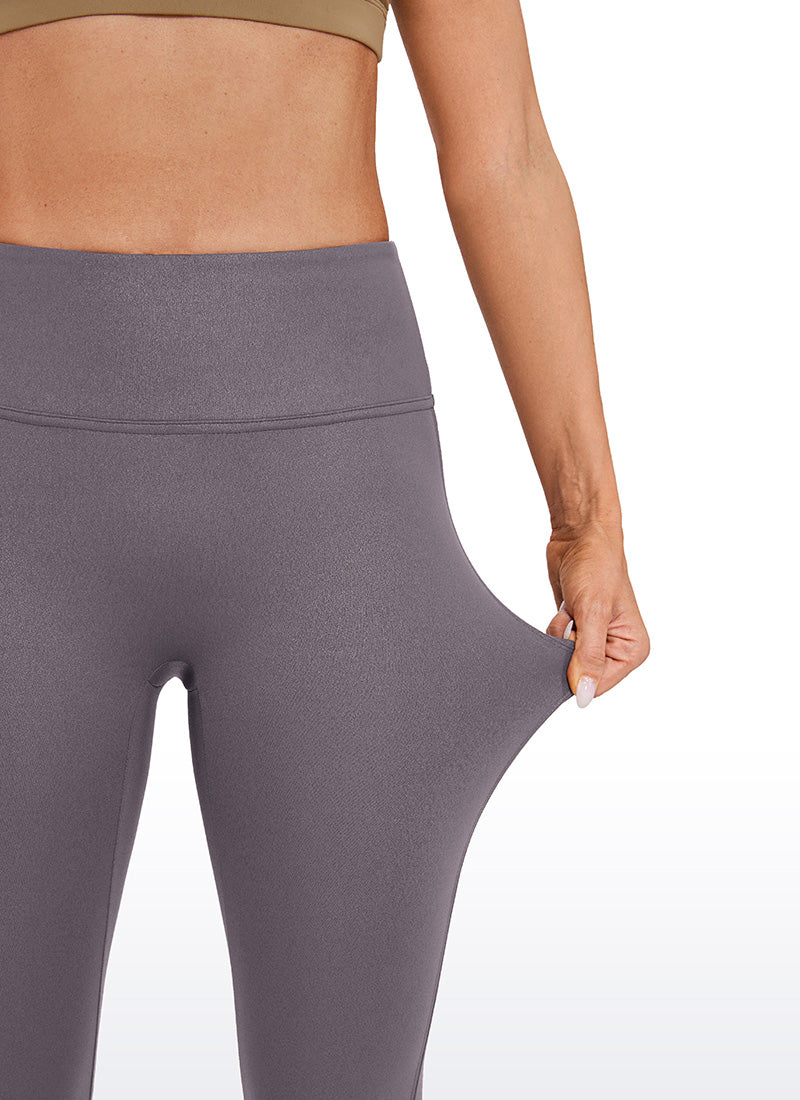 CRZ YOGA – טייץ לנשים מבד דמוי עור Butterluxe , ללא תפר קדמי, אורך 28 אינץ', צבע אפור טורנדו, דגם קלאסי