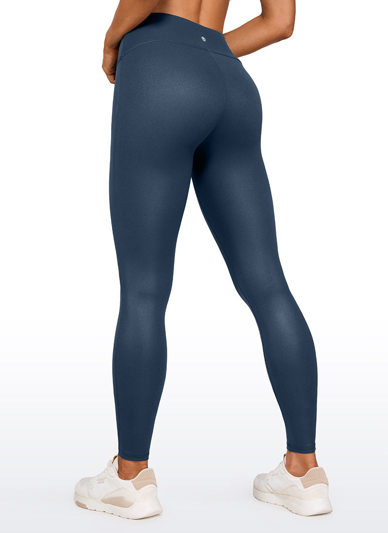CRZ YOGA – טייץ לנשים מבד דמוי עור Butterluxe , ללא תפר קדמי, אורך 28 אינץ', בצבע כחול-צי צרפתי, דגם קלאסי
