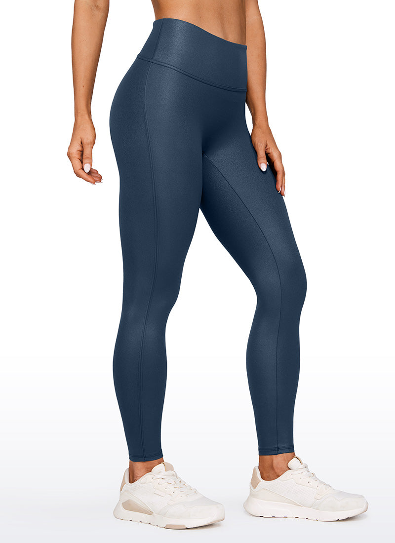 CRZ YOGA – טייץ לנשים מבד דמוי עור Butterluxe , ללא תפר קדמי, אורך 28 אינץ', בצבע כחול-צי צרפתי, דגם קלאסי