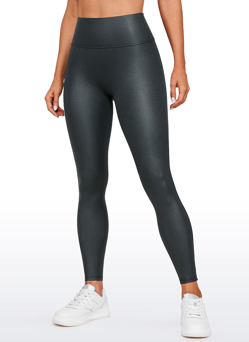 CRZ YOGA – טייץ לנשים מבד דמוי עור Butterluxe , ללא תפר קדמי, אורך 28 אינץ', דגם Melanite Classic
