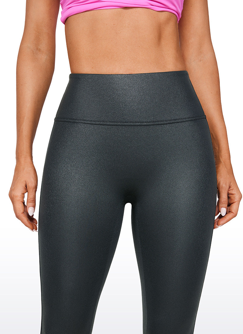 CRZ YOGA – טייץ לנשים מבד דמוי עור Butterluxe , ללא תפר קדמי, אורך 28 אינץ', דגם Melanite Classic