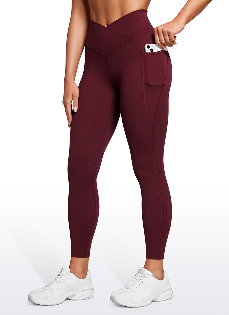 CRZ YOGA Butterluxe Womens Crossover Waist Leggings with Pockets 25