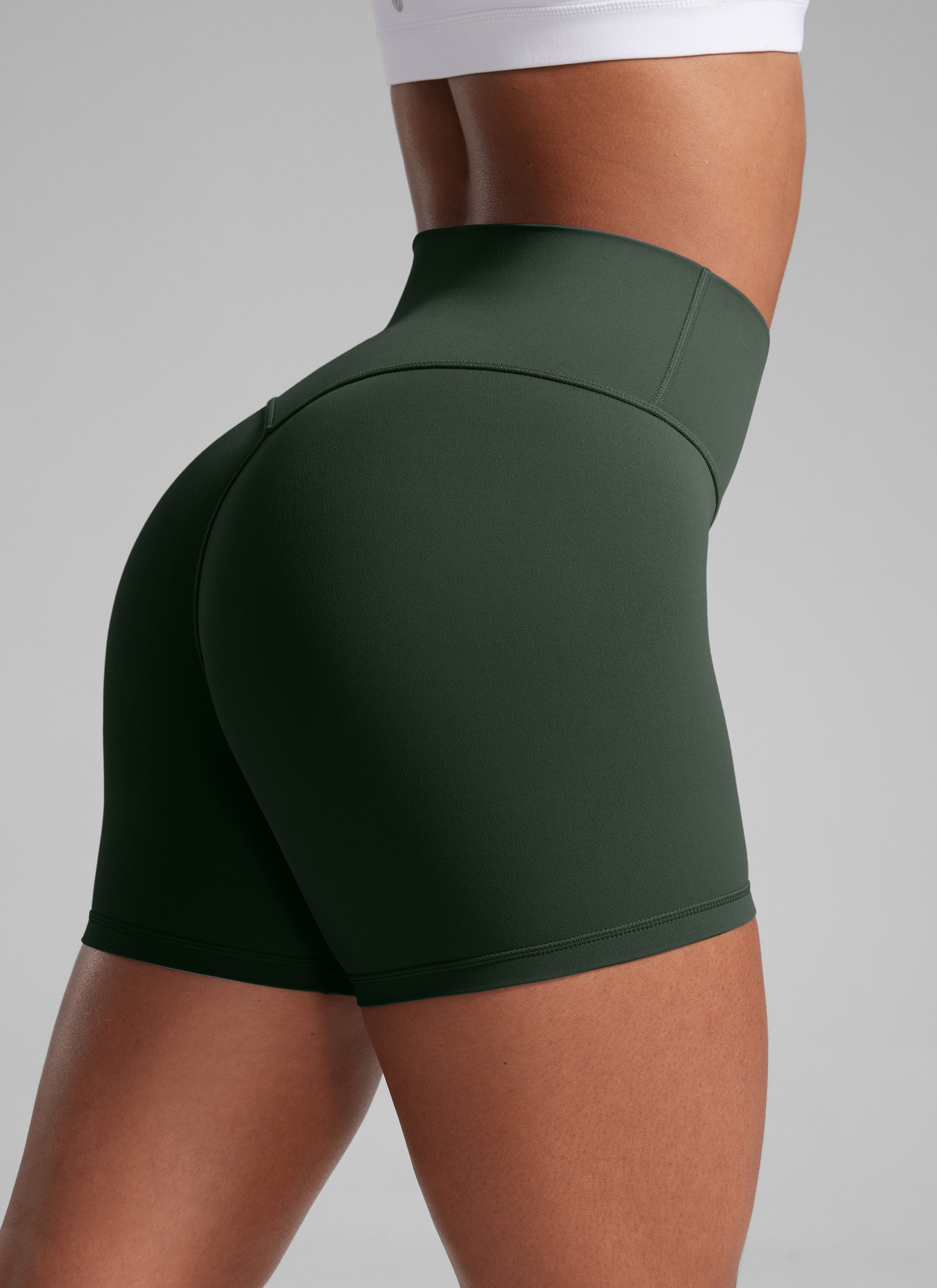 CRZ YOGA Womens Butterlift Scrunch Butt Atheletic Workout Biker Shorts Legend Green