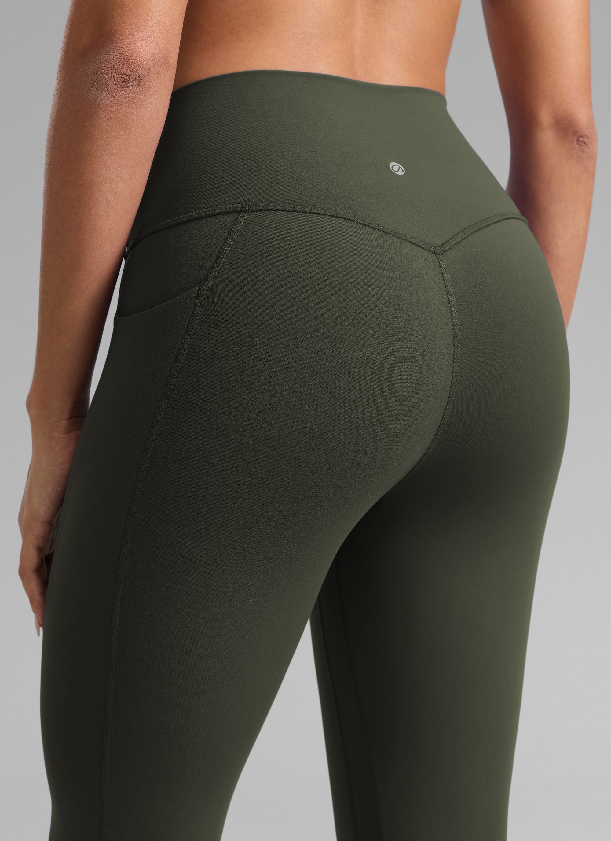 CRZ YOGA – טייץ Butterlift לנשים עם כיסים, גזרה גבוהה, Butterlift , 25 אינץ', ירוק זית