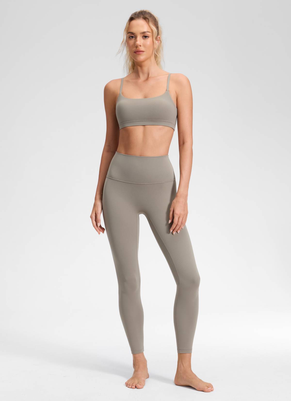 CRZ YOGA – טייץ Butterluxe לנשים Butterluxe , גזרה גבוהה, ללא תפר קדמי, אורך 25 אינץ', אפור חם-אפר