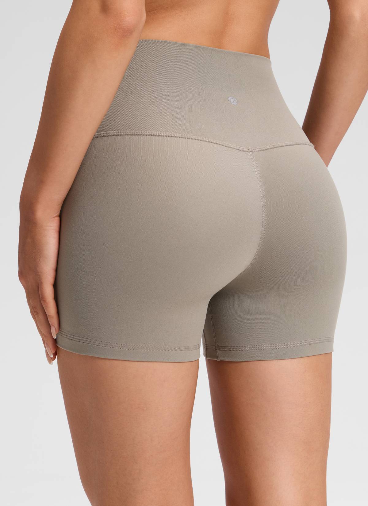 CRZ YOGA Women's Butterluxe Yoga High Rise No Front Seam Shorts 4'' Warm Ash Grey