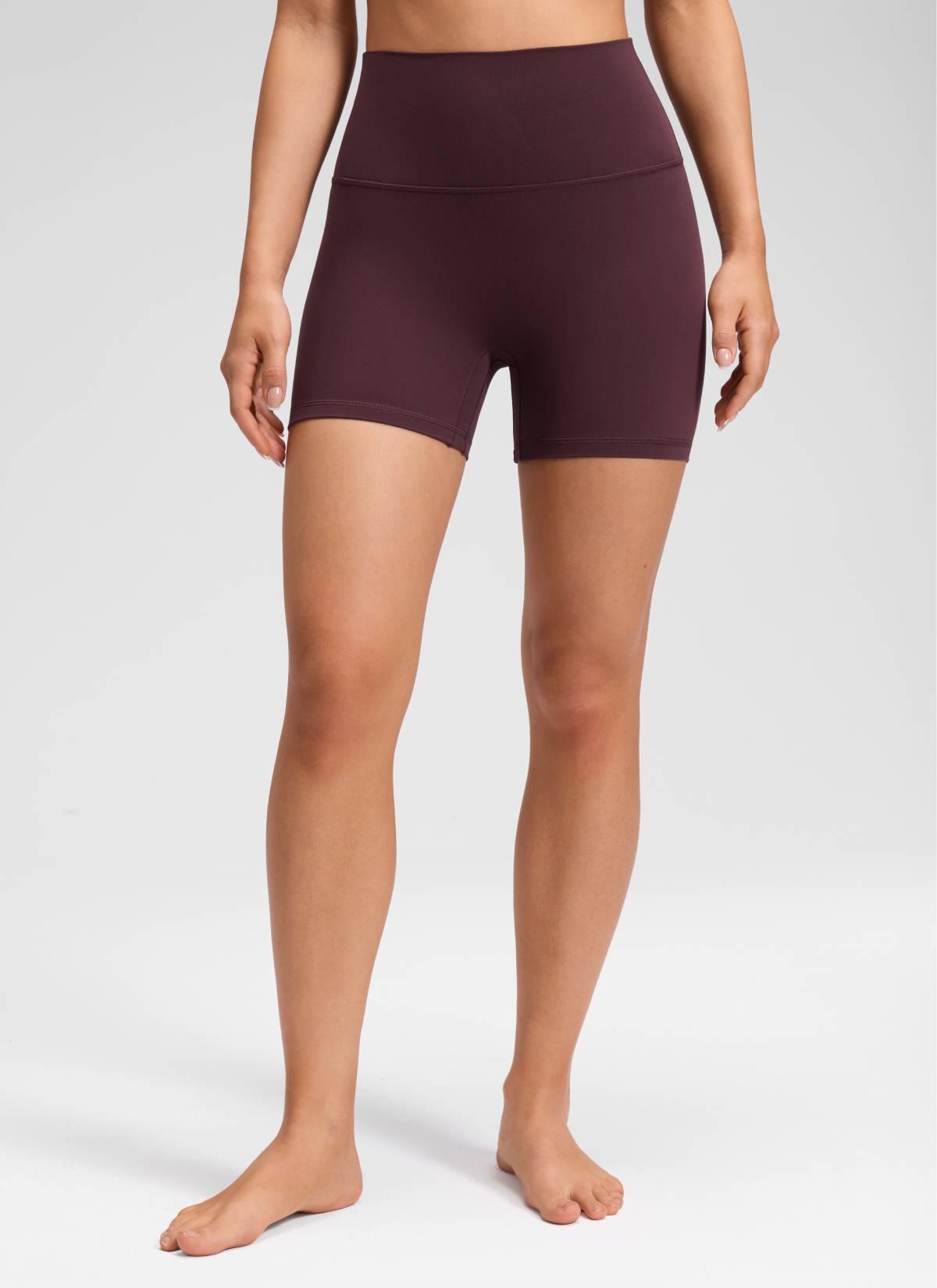 CRZ YOGA Women's Butterluxe Yoga High Rise No Front Seam Shorts 4'' Ripe Plum