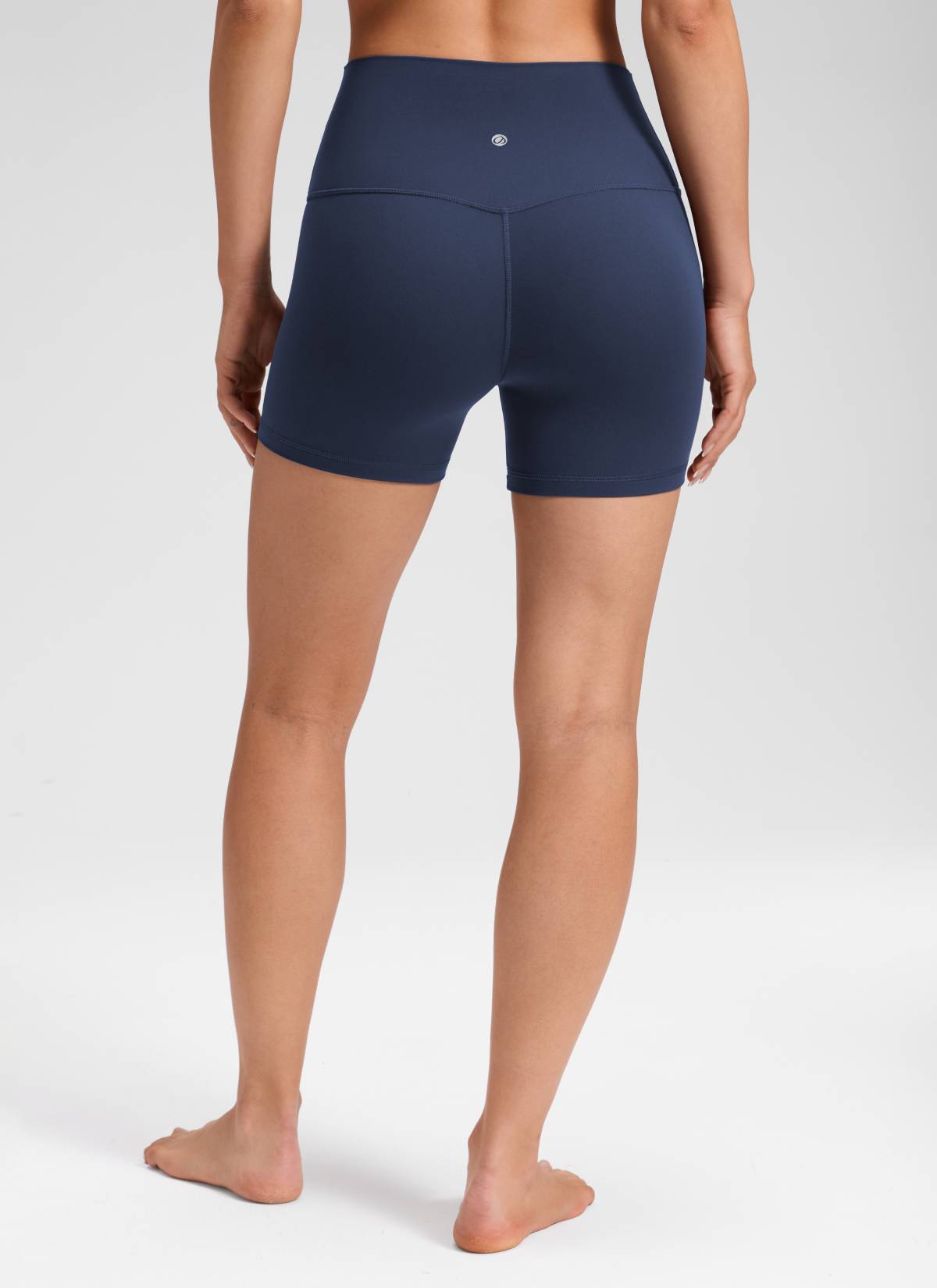 CRZ YOGA Women's Butterluxe Yoga High Rise No Front Seam Shorts 4'' Club Blue