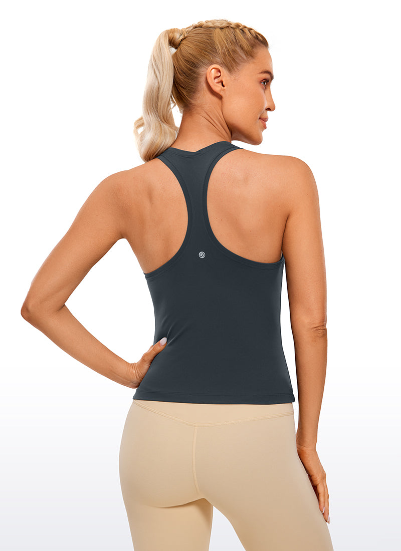 CRZ YOGA Women's Yoga Tight Fit Butterluxe Crewneck Tank Top Racerback True Navy