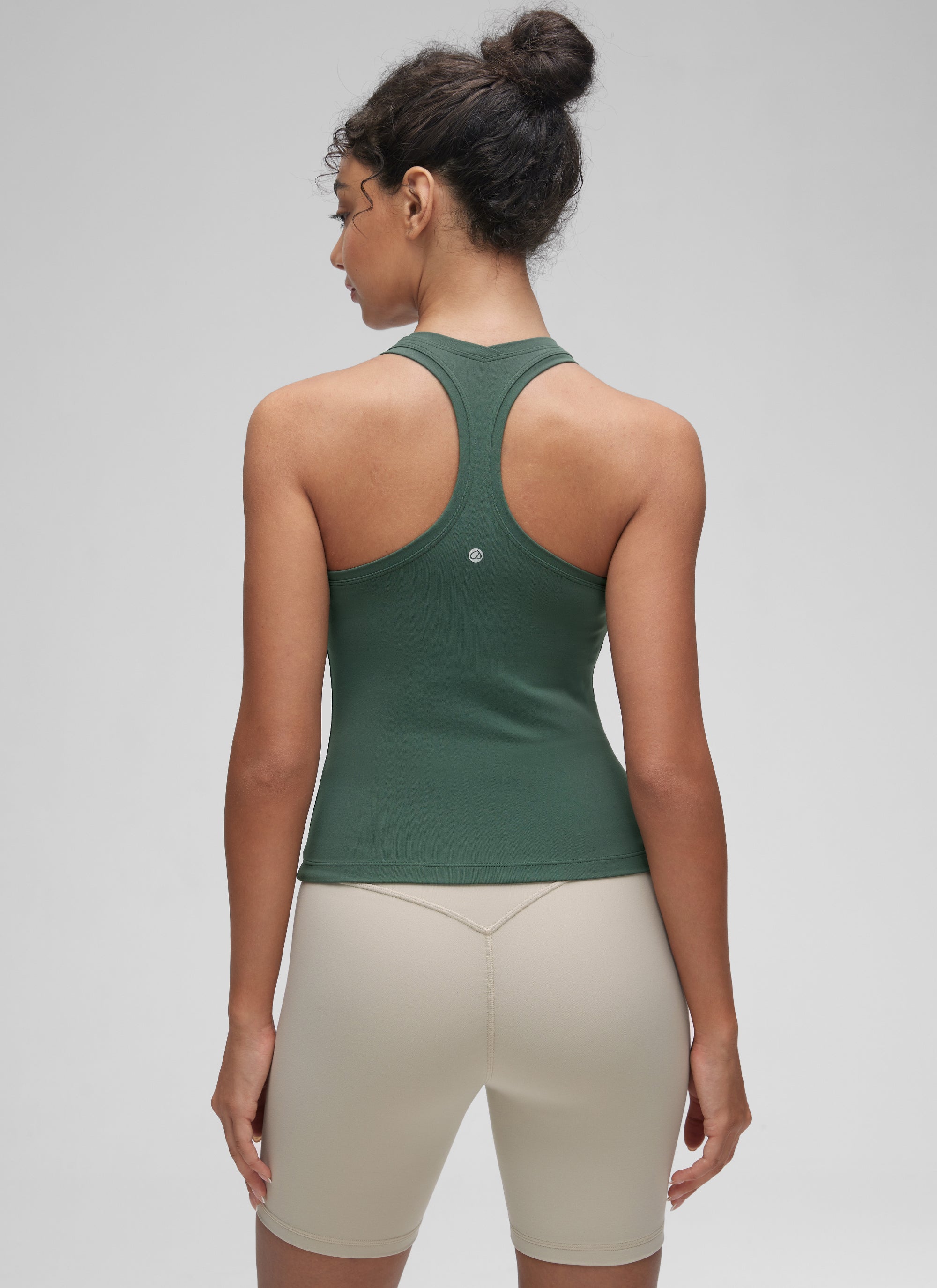 CRZ YOGA Women's Yoga Tight Fit Butterluxe Crewneck Tank Top Racerback Dark Forest Green