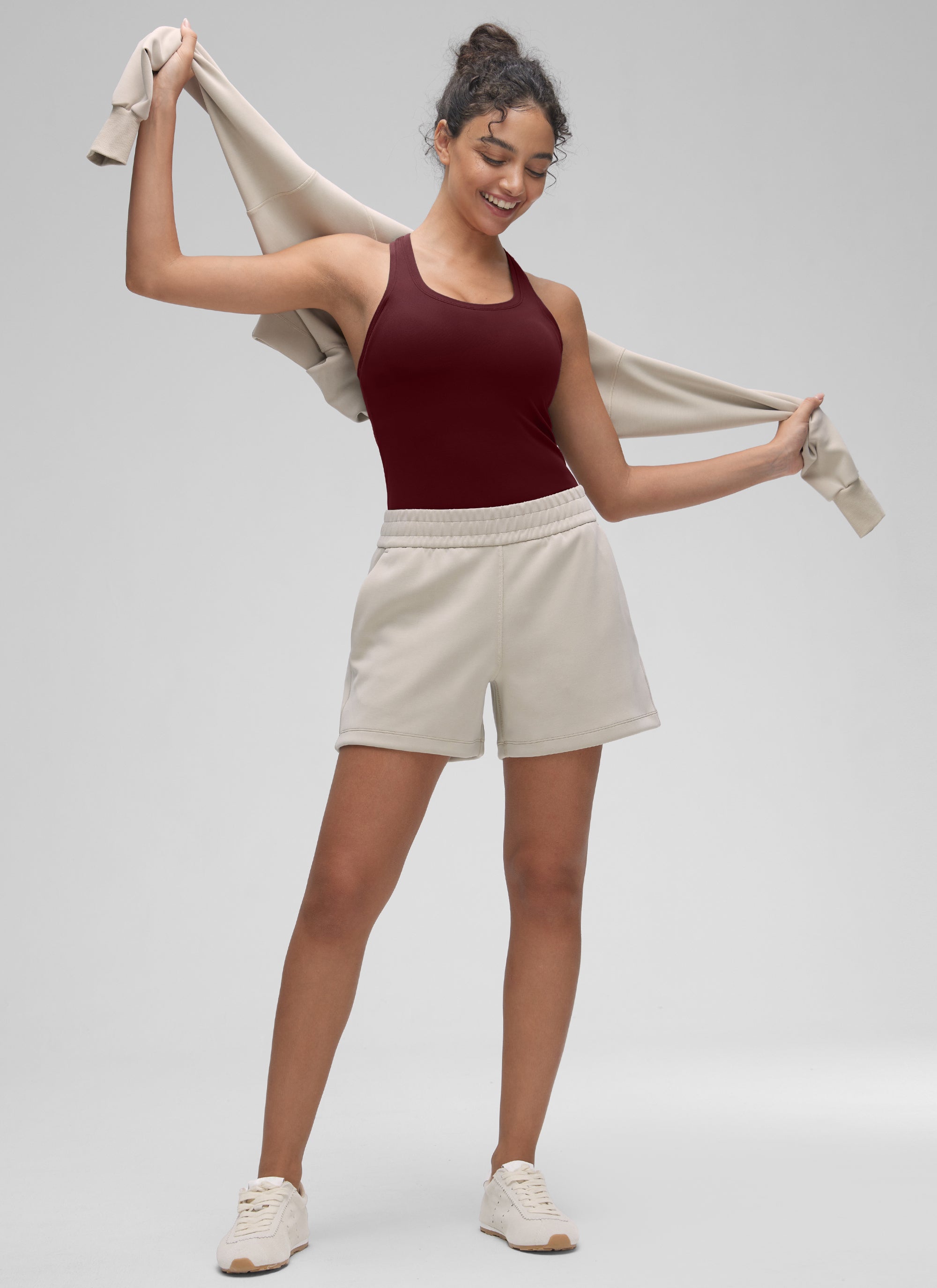 CRZ YOGA Women's Yoga Tight Fit Butterluxe Crewneck Tank Top Racerback Red Merlot