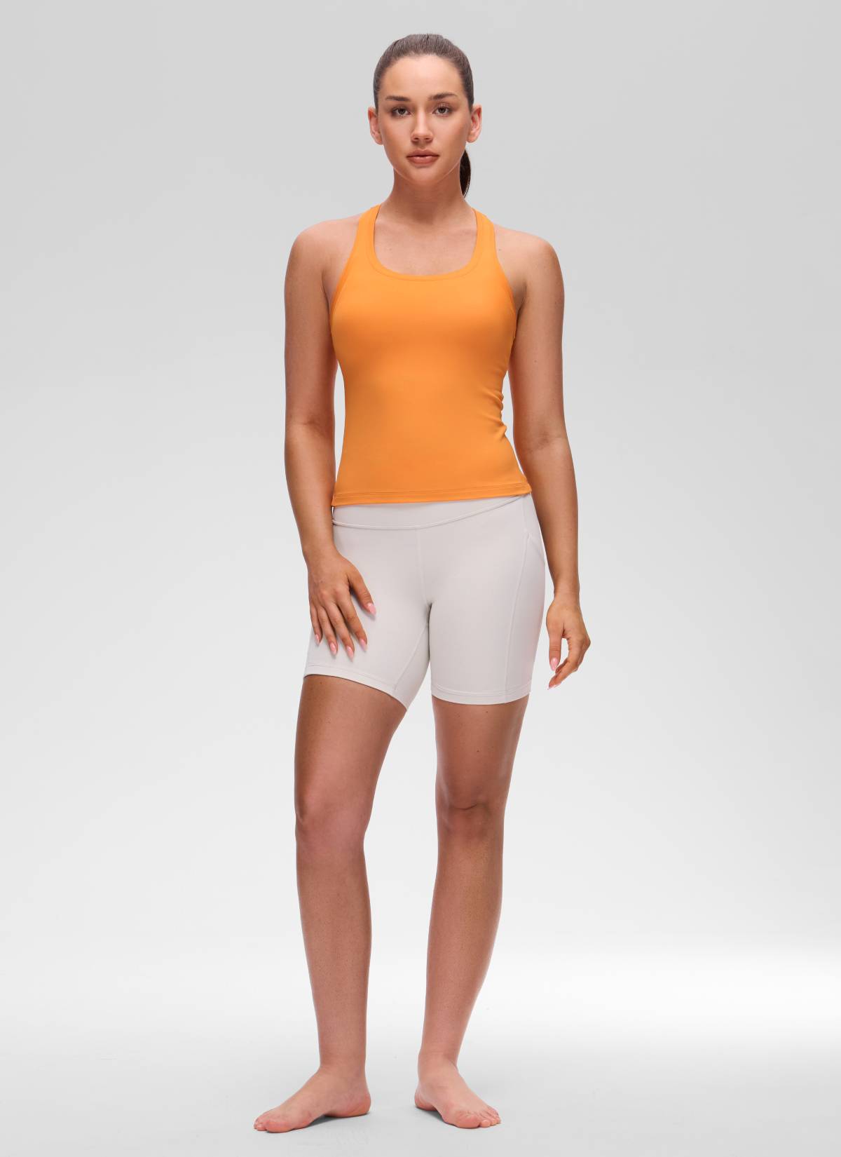 CRZ YOGA Women's Yoga Tight Fit Butterluxe Crewneck Tank Top Racerback Tiger Orange