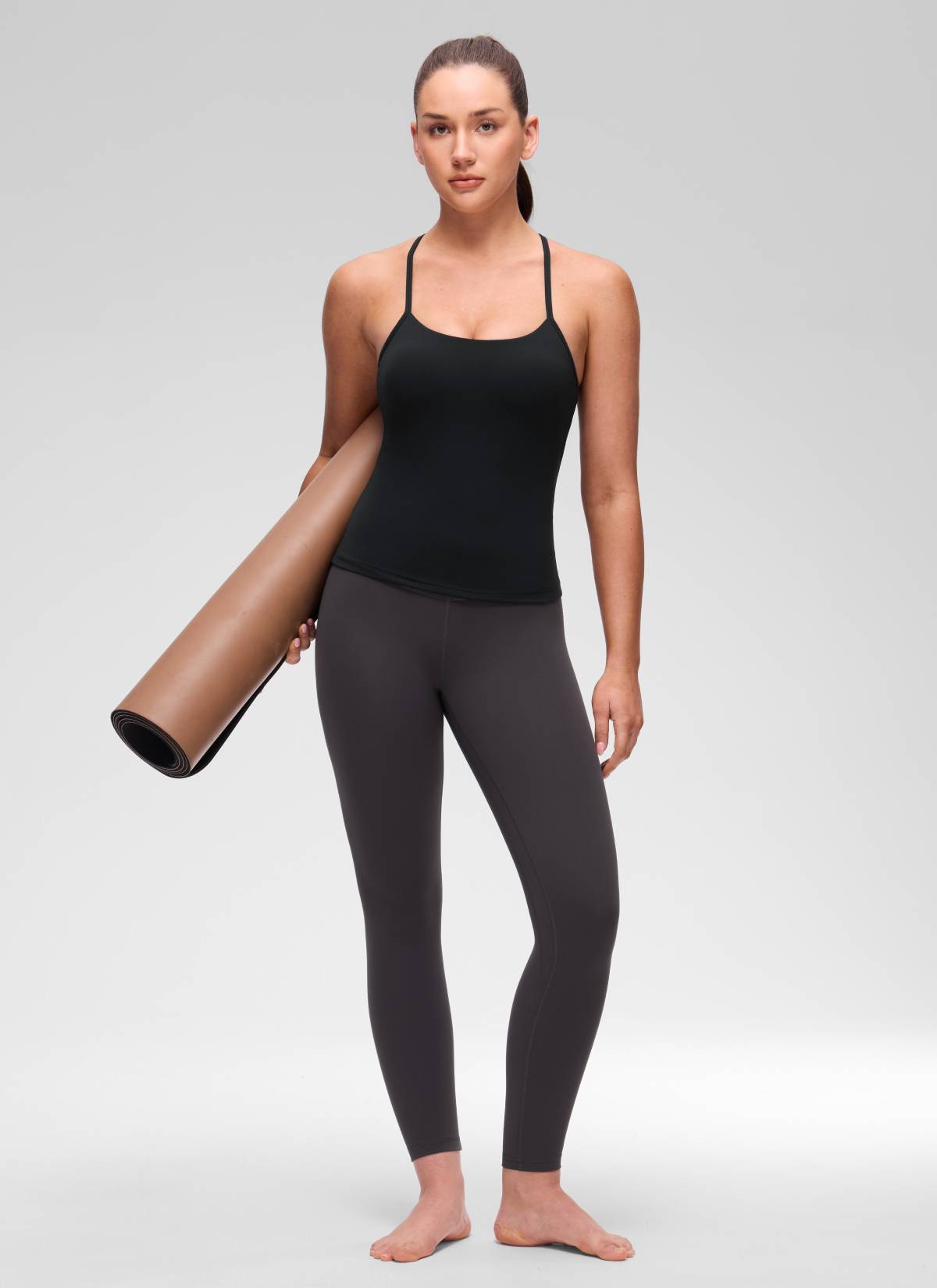 CRZ YOGA Women's Yoga Slim Fit Butterluxe Built-in Bra Tank Y Back Black