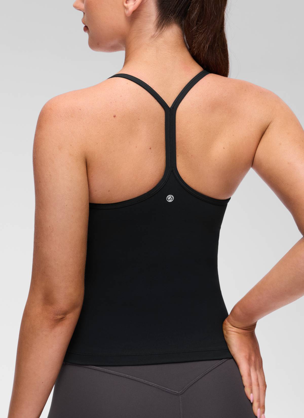 CRZ YOGA Women's Yoga Slim Fit Butterluxe Built-in Bra Tank Y Back Black