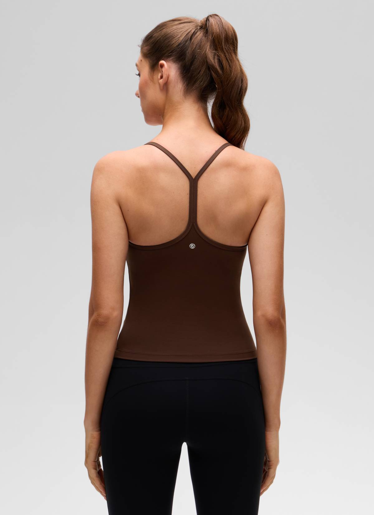 CRZ YOGA Women's Yoga Slim Fit Butterluxe Built-in Bra Tank Y Back Lava Brown