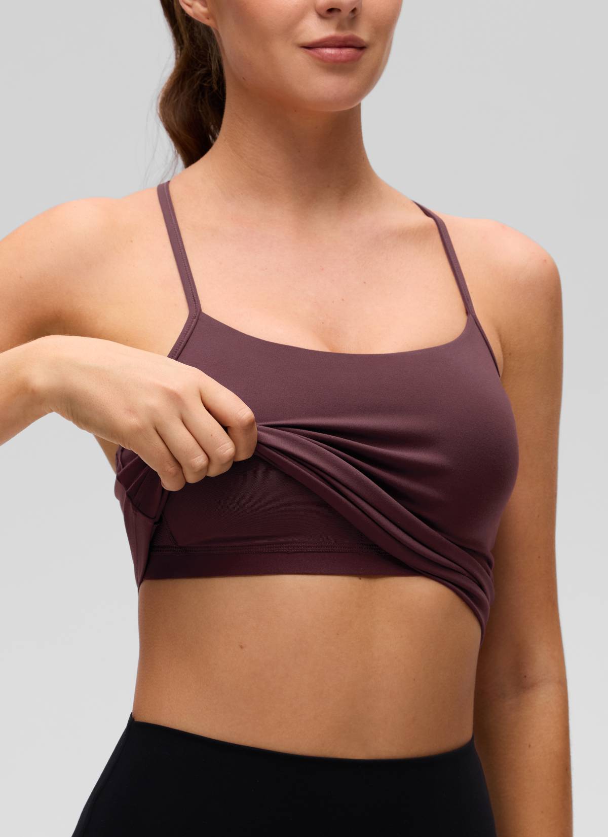 CRZ YOGA Women's Yoga Slim Fit Butterluxe Built-in Bra Tank Y Back Ripe Plum