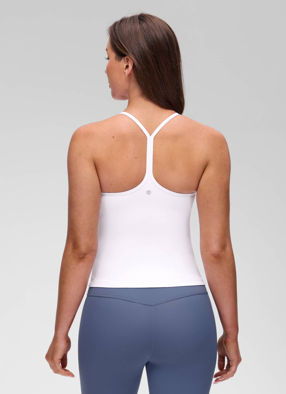 CRZ YOGA Women's Yoga Slim Fit Butterluxe Built-in Bra Tank Y Back White