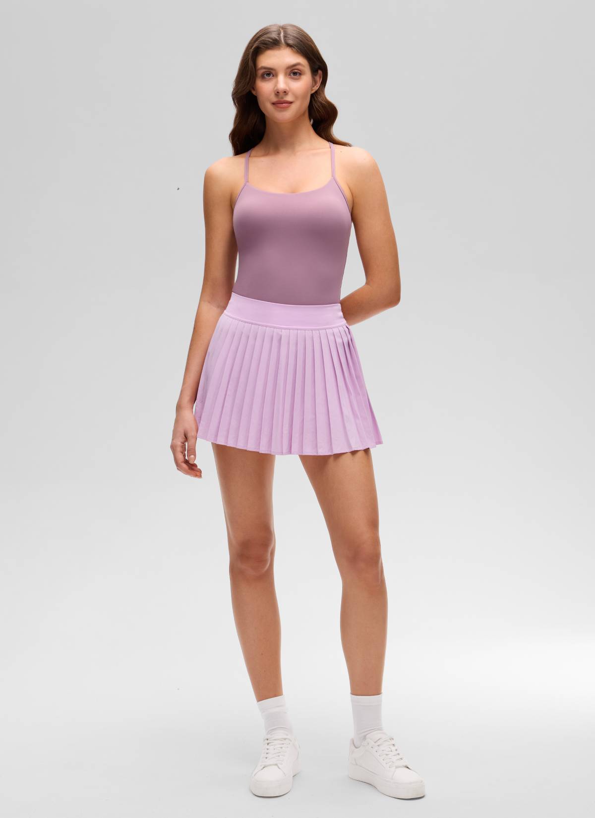 CRZ YOGA Women's Yoga Slim Fit Butterluxe Built-in Bra Tank Y Back Light Lavender