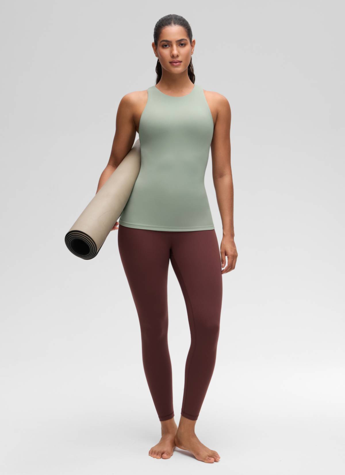 CRZ YOGA Women's Yoga Slim Fit Top Butterluxe Tank Racerback High Neck Green Palm Court
