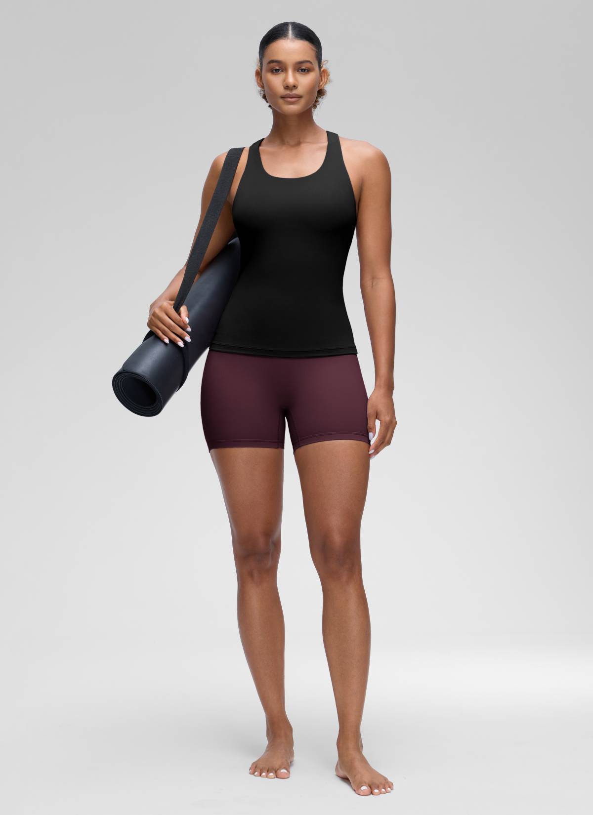 CRZ YOGA Women's Yoga Tight Fit Tops Butterluxe Built-in Bra Tank Black