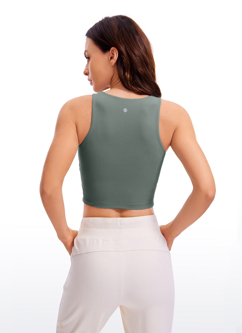 CRZ YOGA Women's Yoga Tight Fit ButterluxeTank Tops Racerback Cropped Grey Sage