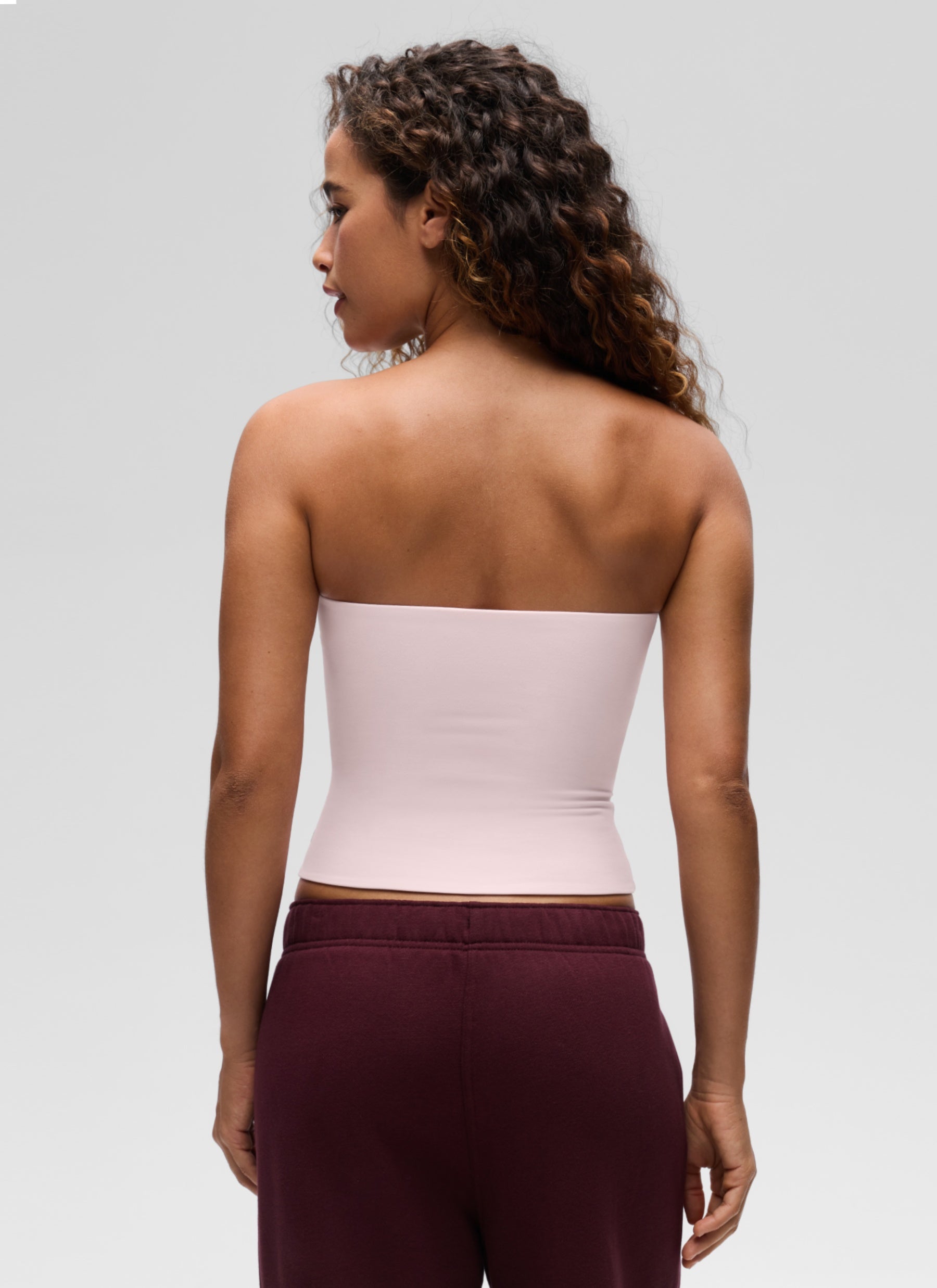 CRZ YOGA Women's Casual Butterluxe Tight Fit Strapless Tops Strawberry Pink