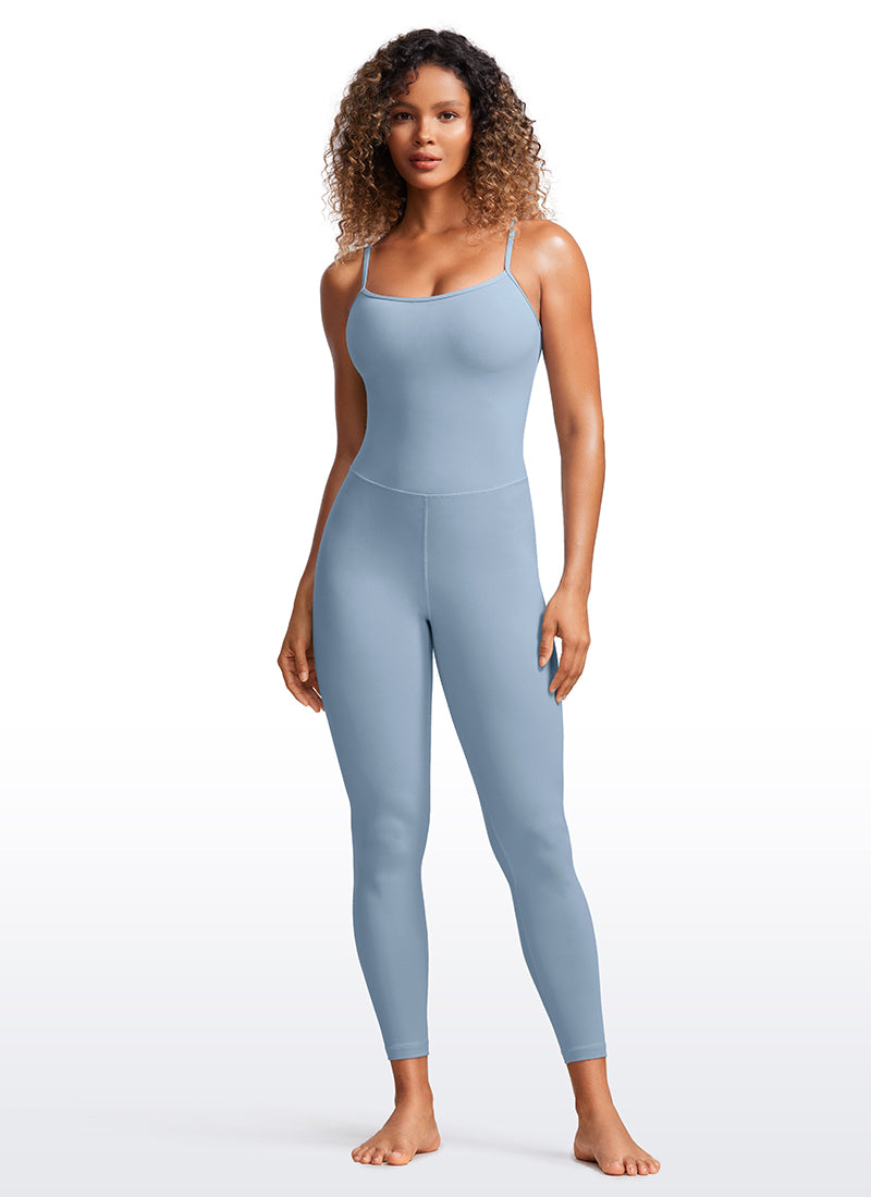 CRZ YOGA Women's Yoga Tight Fit Jumpsuits Build-in Bra Bodysuits Cambric Blue