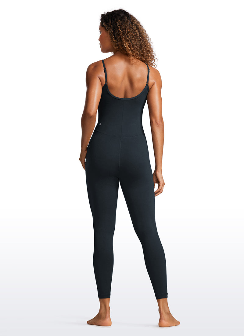 CRZ YOGA Women's Yoga Tight Fit Jumpsuits Build-in Bra Bodysuits True Navy
