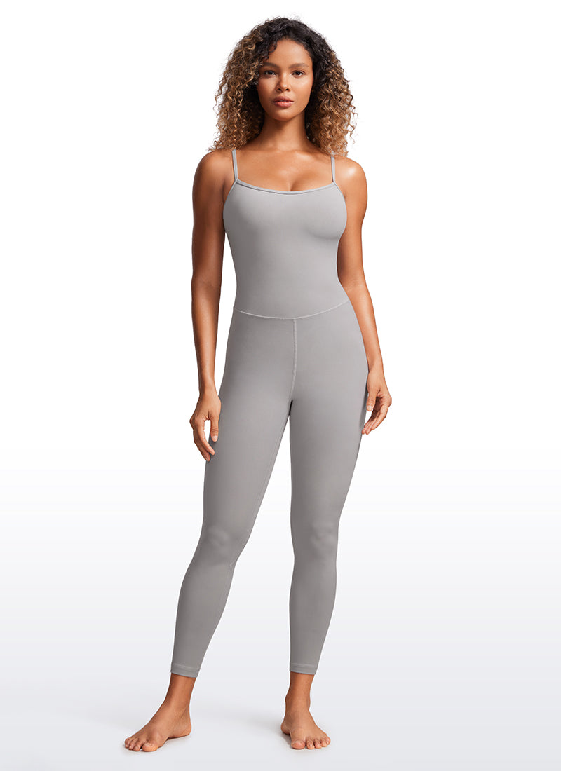 CRZ YOGA Women's Yoga Tight Fit Jumpsuits Build-in Bra Bodysuits Gull Gray