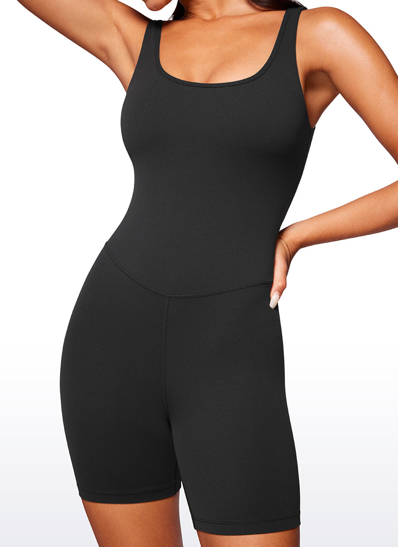 CRZ YOGA – בגד גוף קצר לנשים ליוגה, בגזרה צמודה, בצבע שחור