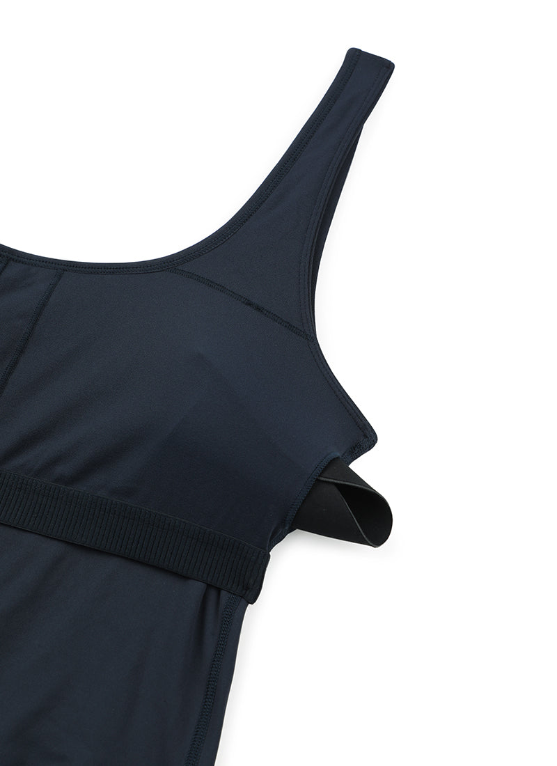 CRZ YOGA – בגד גוף קצר לנשים ליוגה, בגזרה צמודה, בצבע כחול כהה