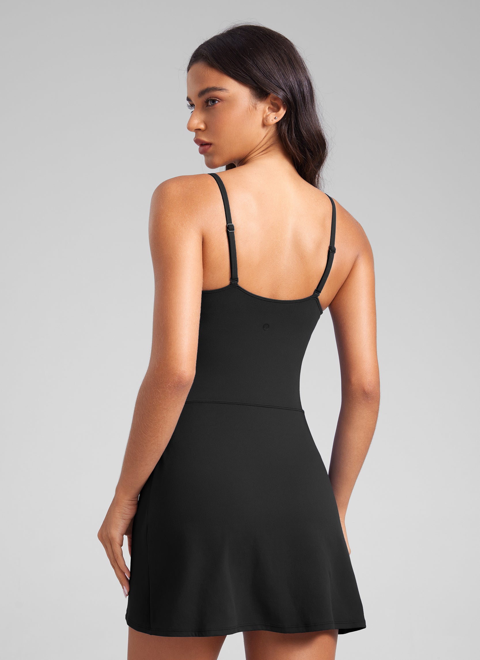 CRZ YOGA Butterluxe Spaghetti Strap Athletic Casual Tennis Dresses Black
