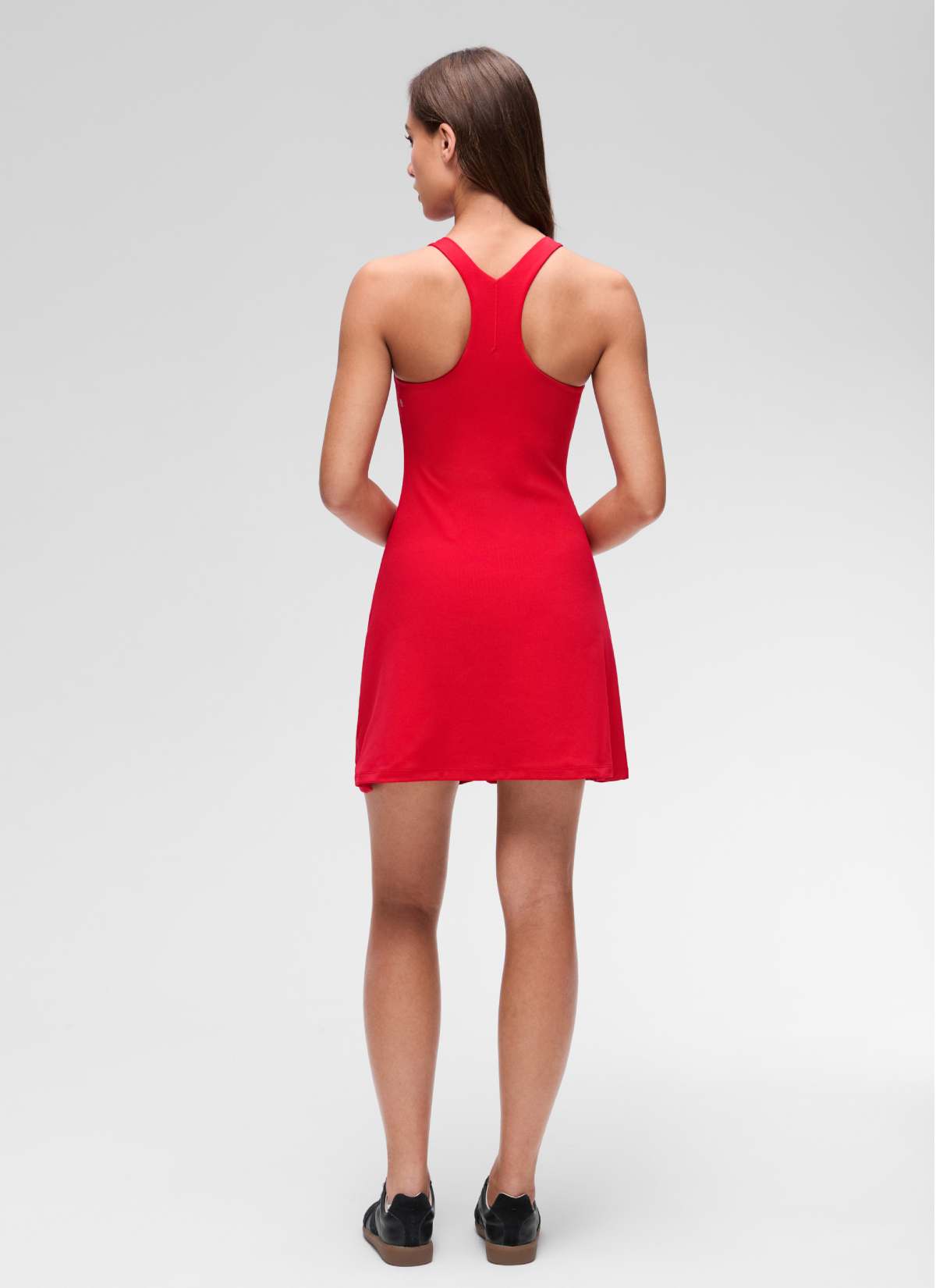 CRZ YOGA Women's Butterluxe Casual High Neck Racerback Mini Dress Aurora Red
