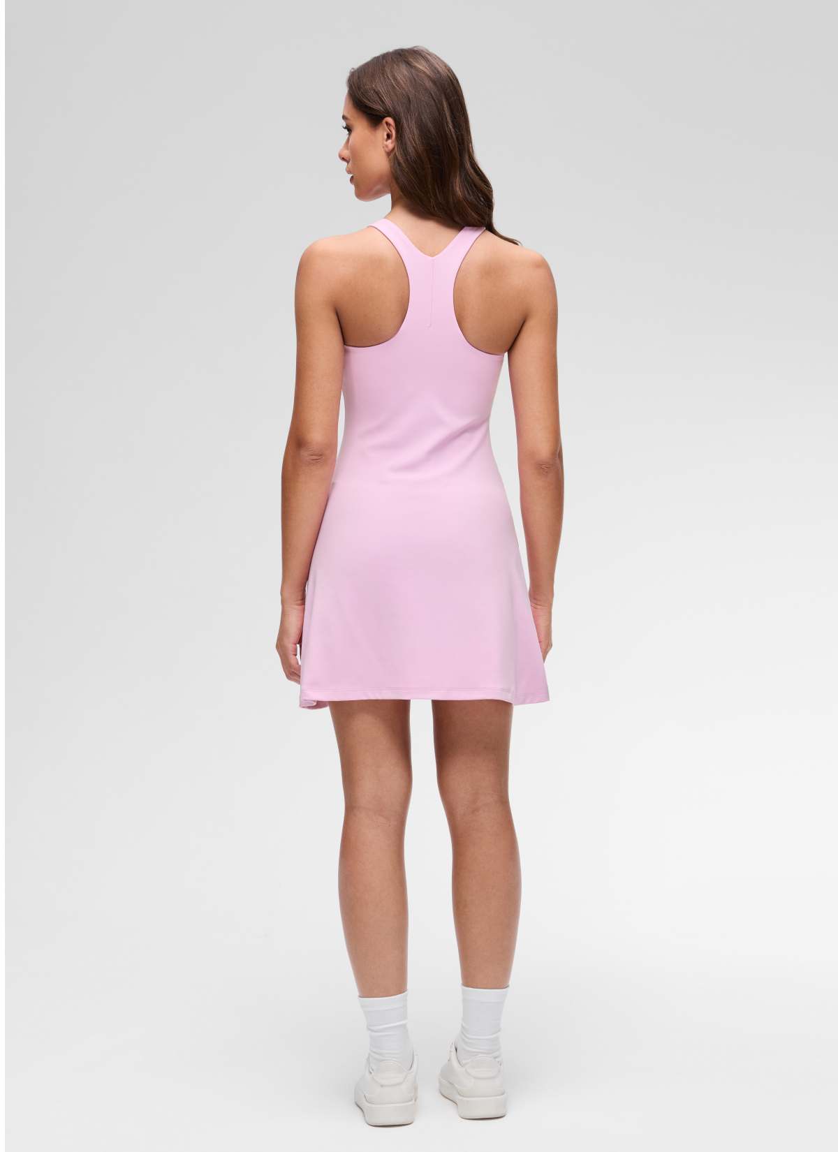 CRZ YOGA Women's Butterluxe Casual High Neck Racerback Mini Dress Vita Pink