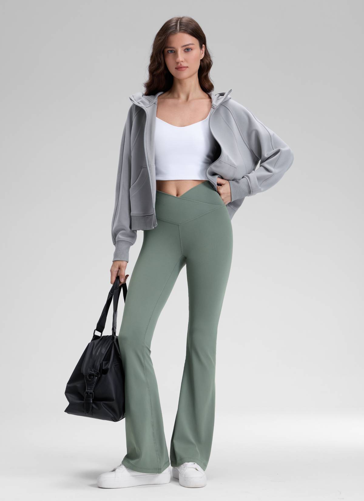 CRZ YOGA Women Butterluxe V Crossover High Waist Flare Leggings 31