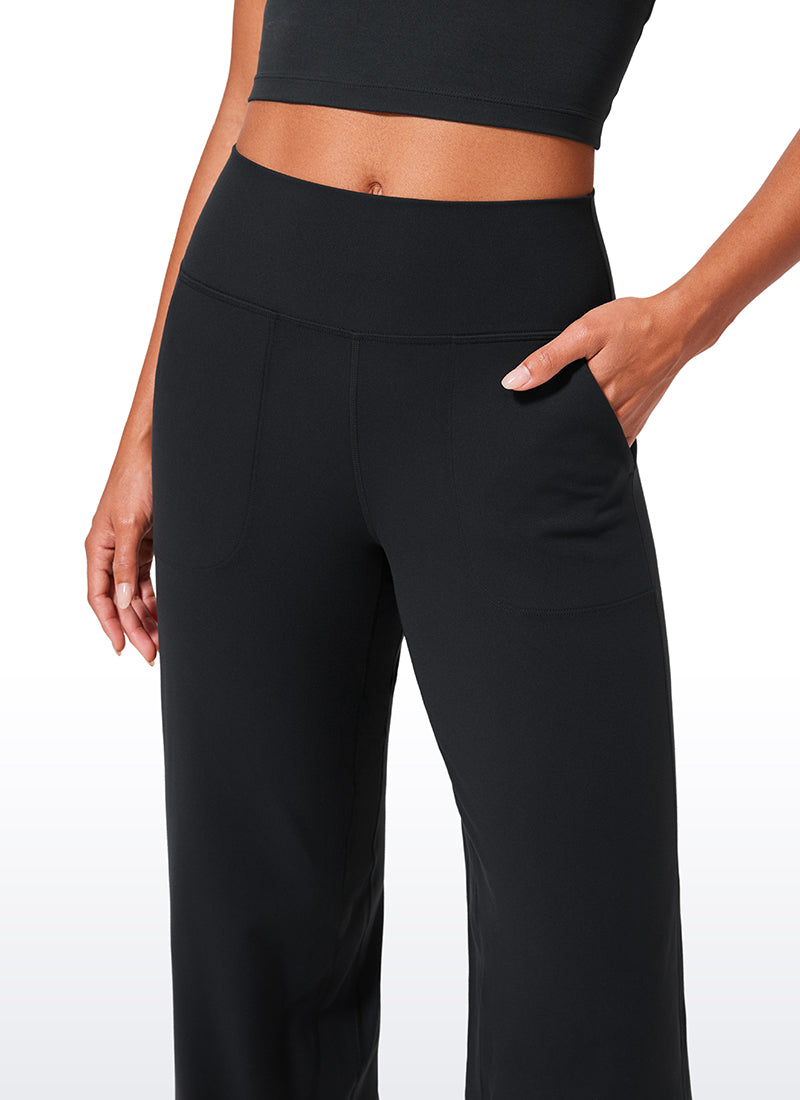 CRZ YOGA Women's Butterlift High Waisted Wide Leg Pants with Pockets Black