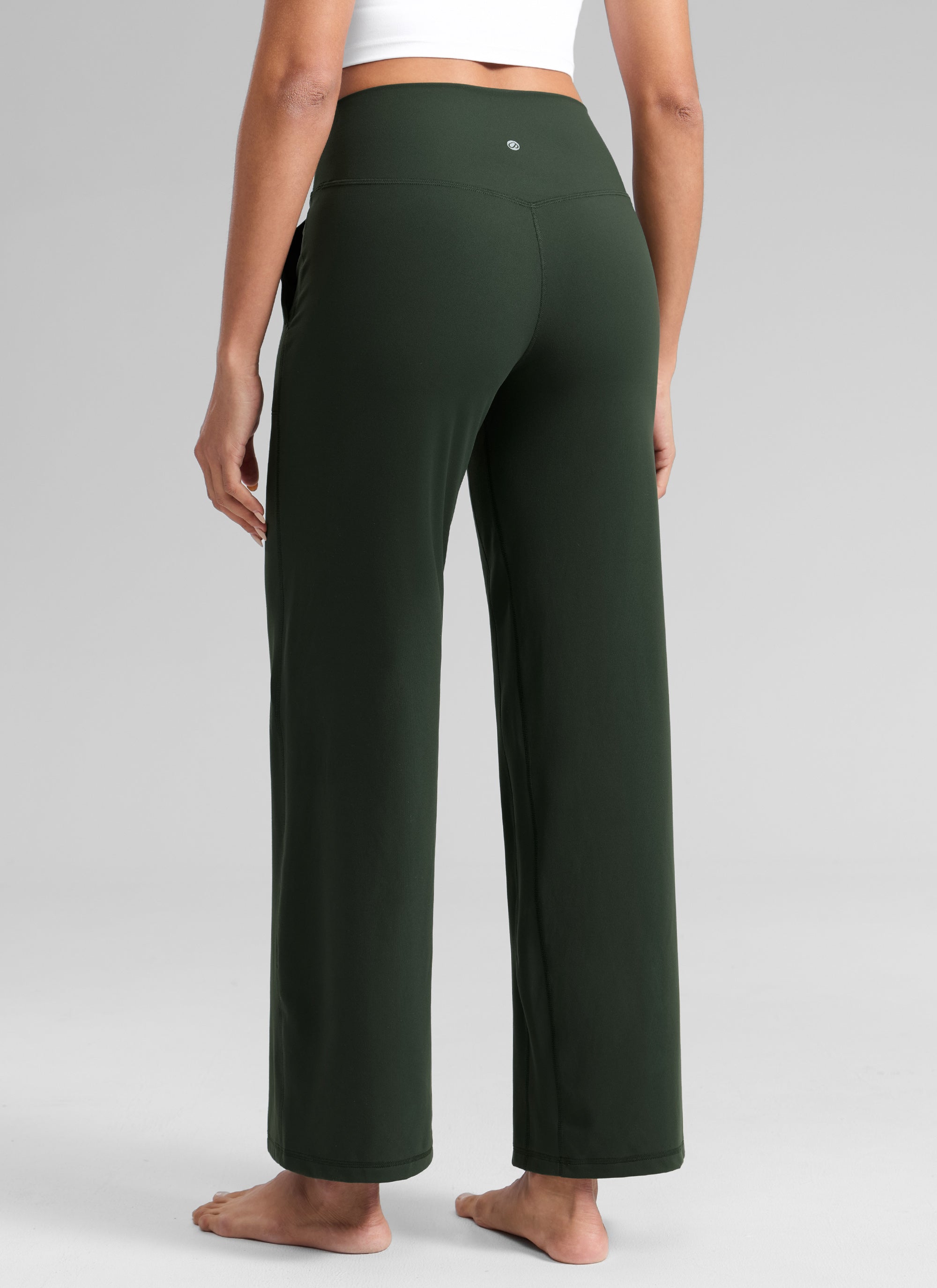 CRZ YOGA – מכנסי נשים Butterlift " עם מותניים Butterlift ורגליים רחבות, עם כיסים, בצבע ירוק "Legend"
