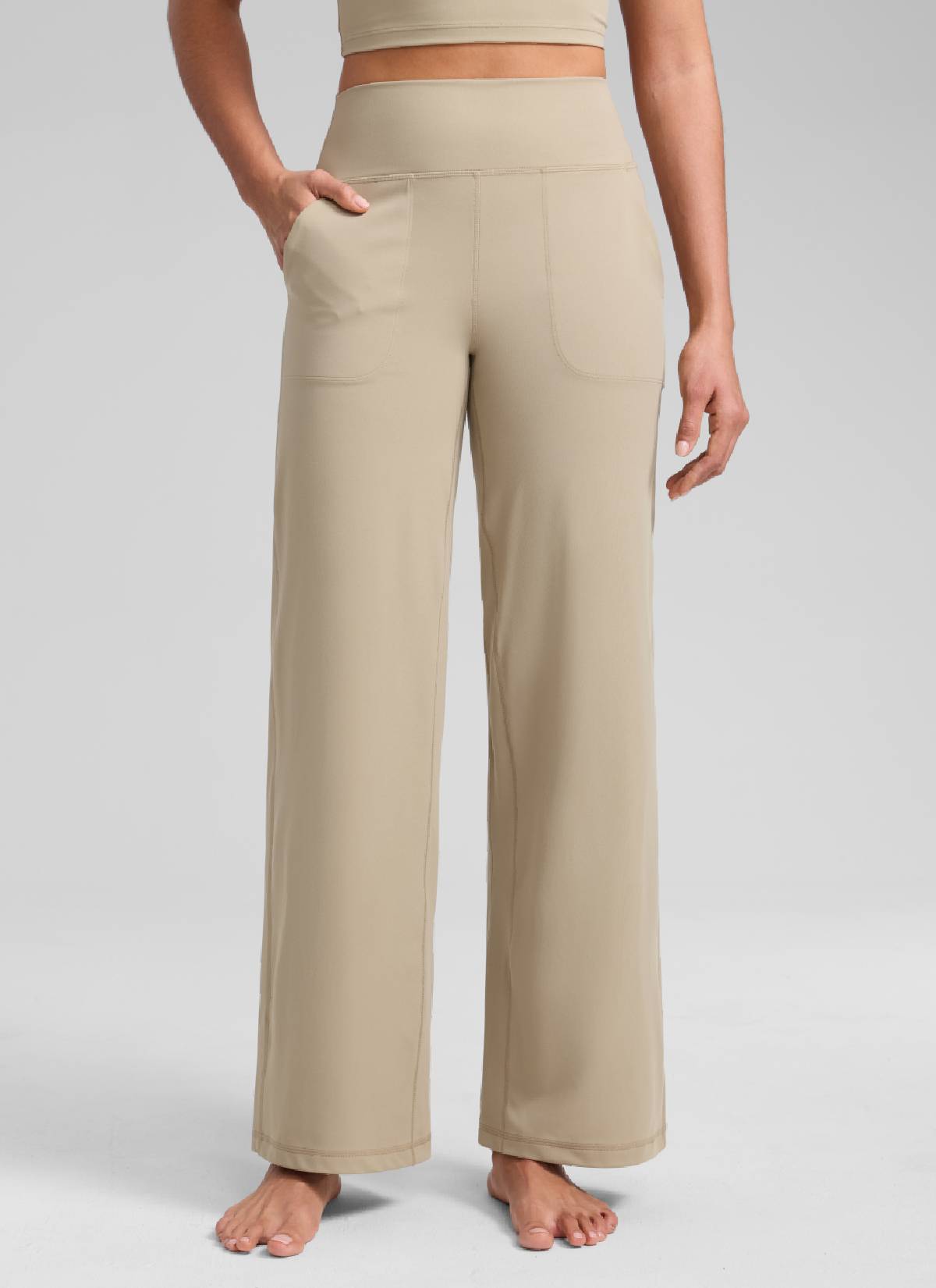 CRZ YOGA Women's Butterlift High Waisted Wide Leg Pants with Pockets Oak