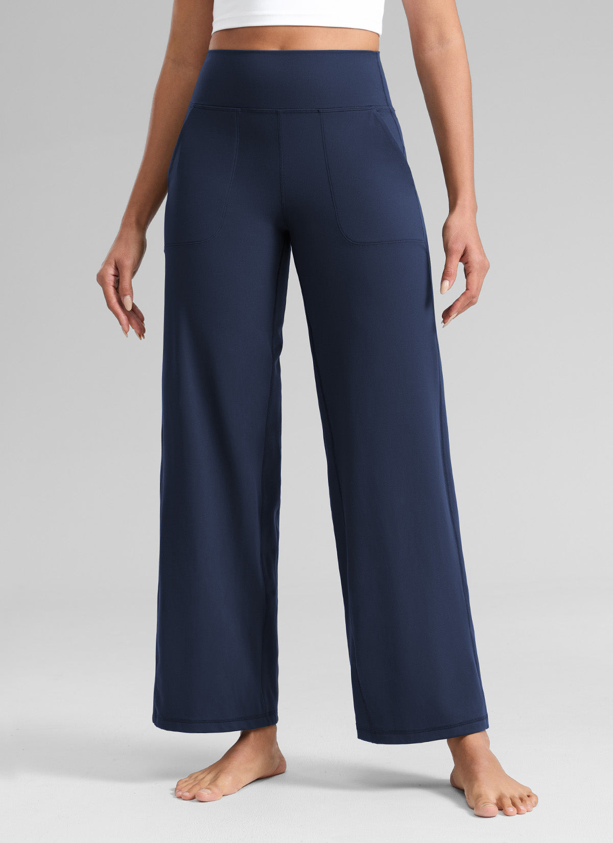 CRZ YOGA Women's Butterlift High Waisted Wide Leg Pants with Pockets Club Blue