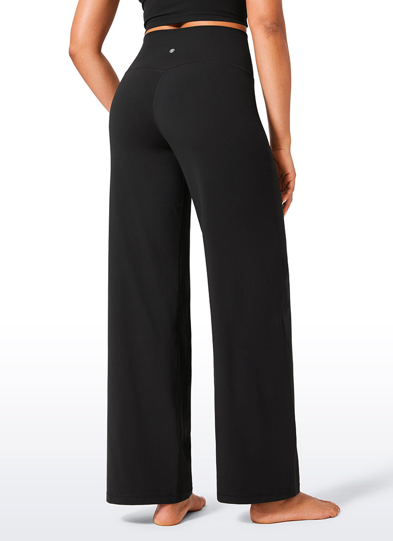 CRZ YOGA Women's Butterlift High Waisted Wide Leg Pants with Pockets Black