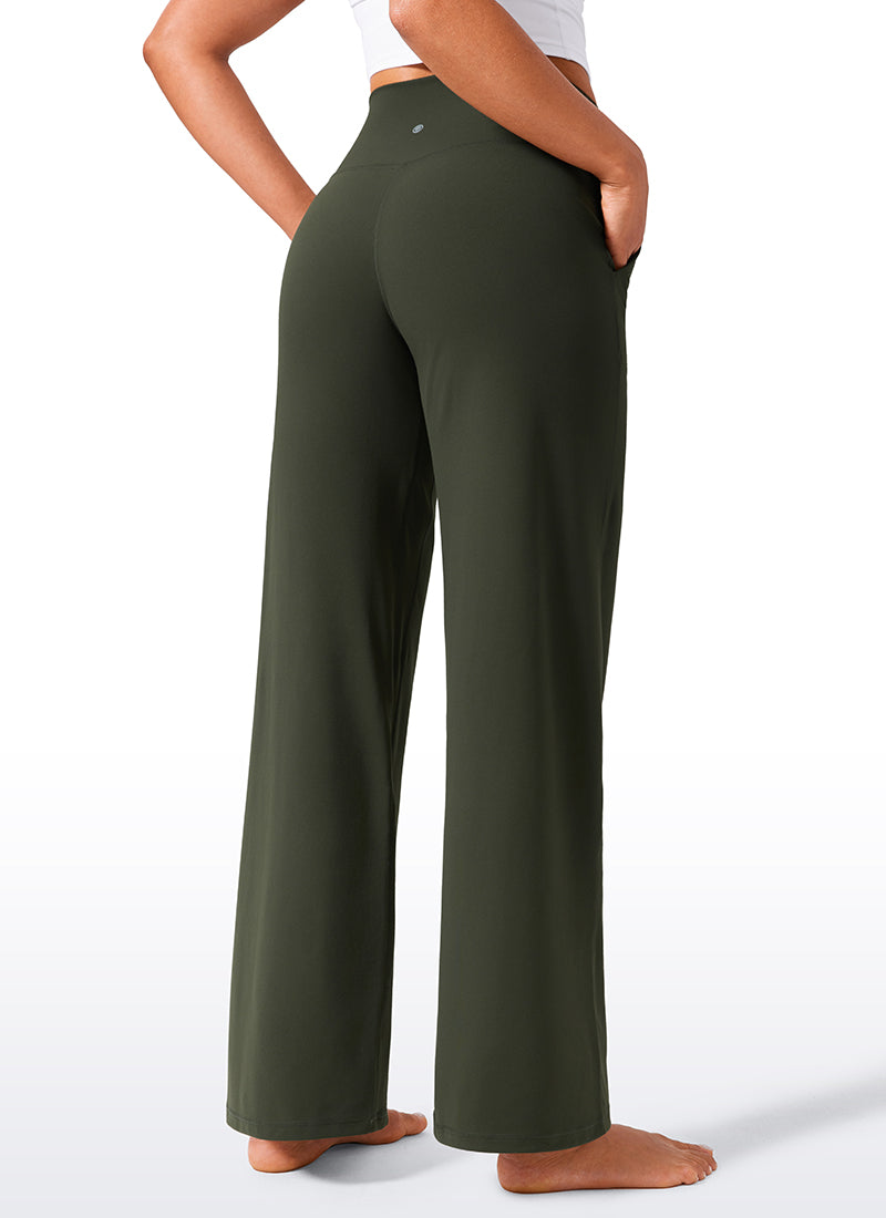 CRZ YOGA Women's Butterlift High Waisted Wide Leg Pants with Pockets Olive Green