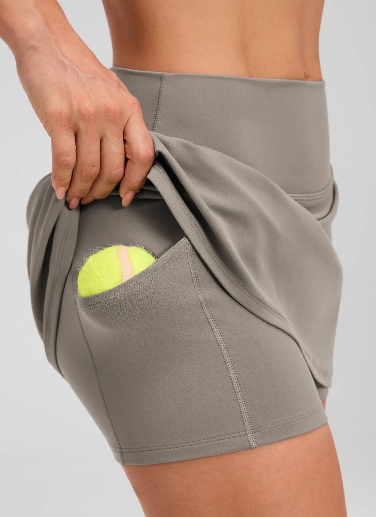 CRZ YOGA Women's Butterluxe High Rise Tennis Skirts 14.5'' with Pocket Warm Ash Grey
