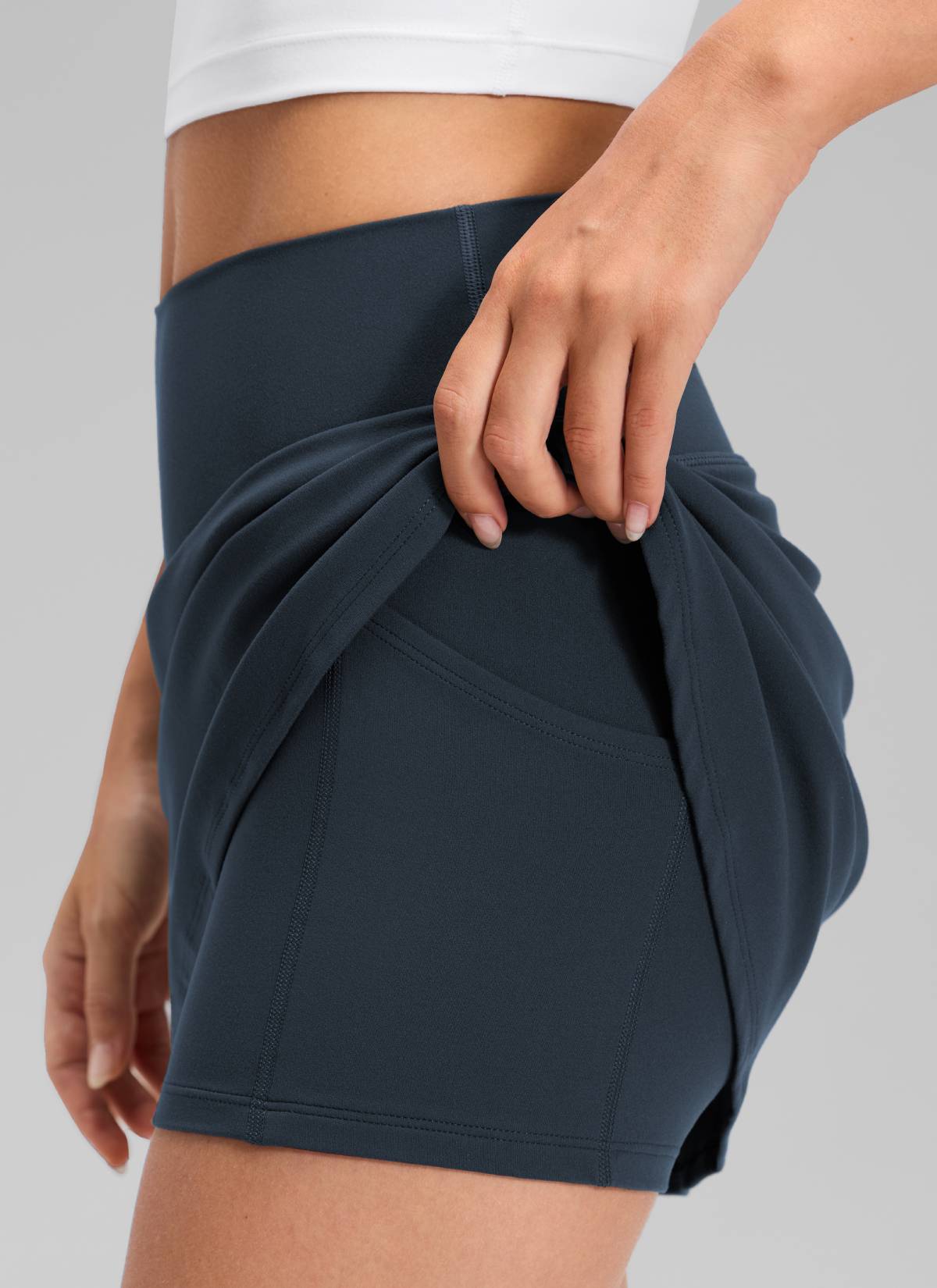 CRZ YOGA Women's Butterluxe High Rise Tennis Skirts 14.5'' with Pocket True Navy