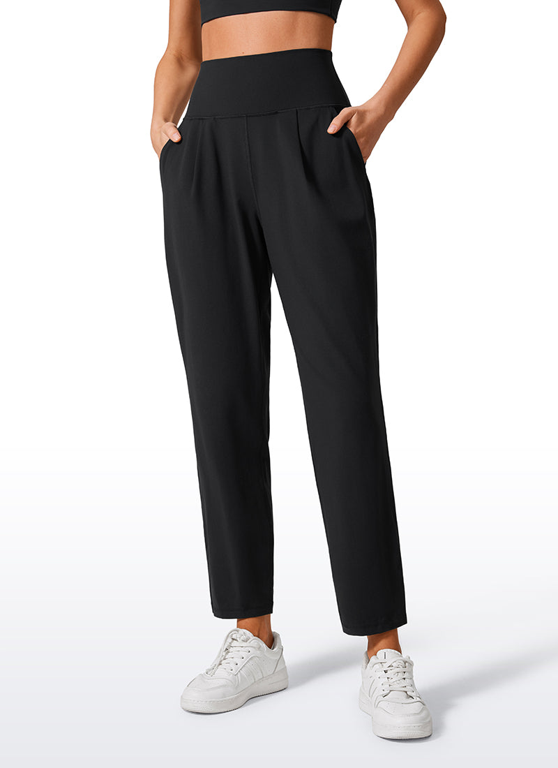 CRZ YOGA Butterlift Women's Casual High Rise Pleated Pants 27'' Black