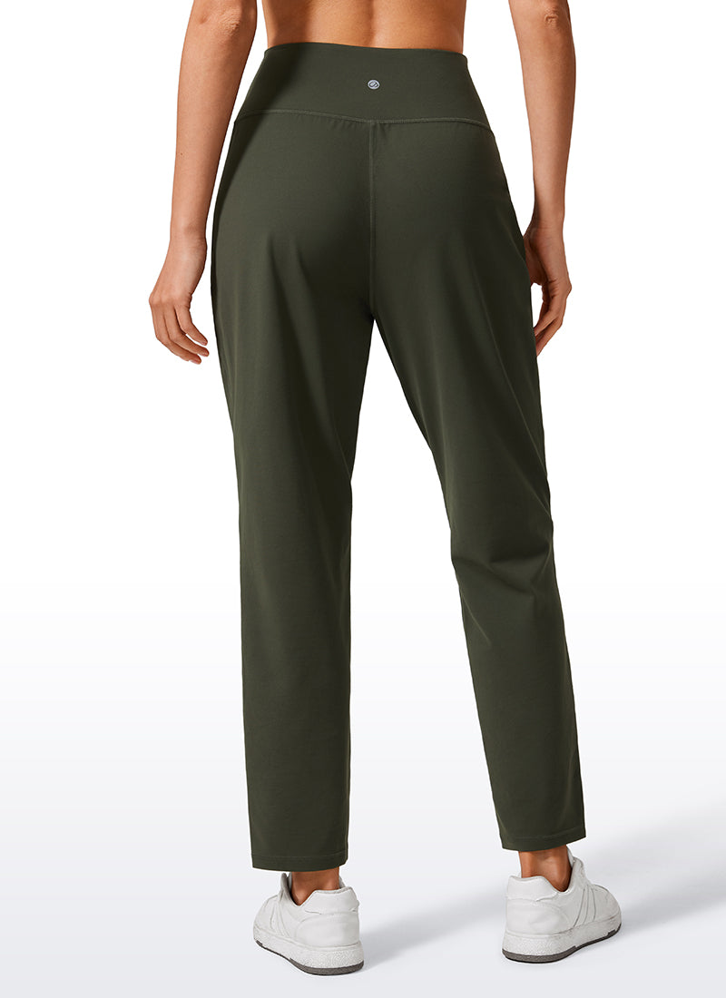 CRZ YOGA Butterlift Women's Casual High Rise Pleated Pants 27'' Olive Green