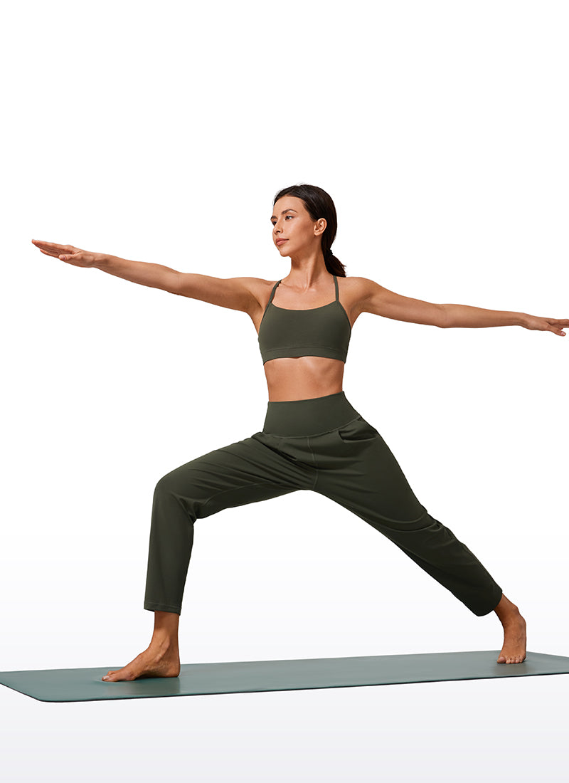 CRZ YOGA Butterlift Women's Casual High Rise Pleated Pants 27'' Olive Green